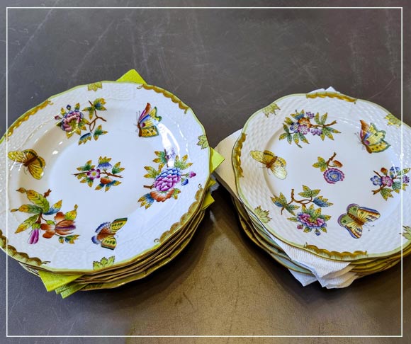 Porcelán lepkés tányér készlet